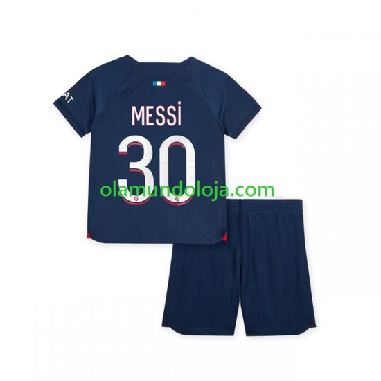 Camisola Paris Saint-Germain Lionel Messi 30 Criança Equipamento Primeiro 2023-2024 Manga Curta